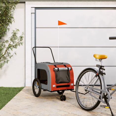 vidaXL Fahrradanhänger für Haustiere orange und grau