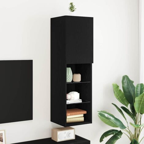 vidaXL LED TV-Schrank Schwarz Eiche 30,5x30x102 cm Holzwerkstoff