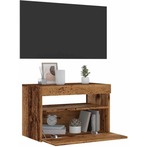 vidaXL TV-Schrank mit LED-Leuchten Altholz-Optik 60x35x40 cm