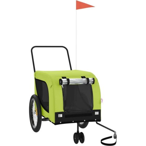 vidaXL Pet Bike Trailer Green and Black Oxford Fabric and Iron