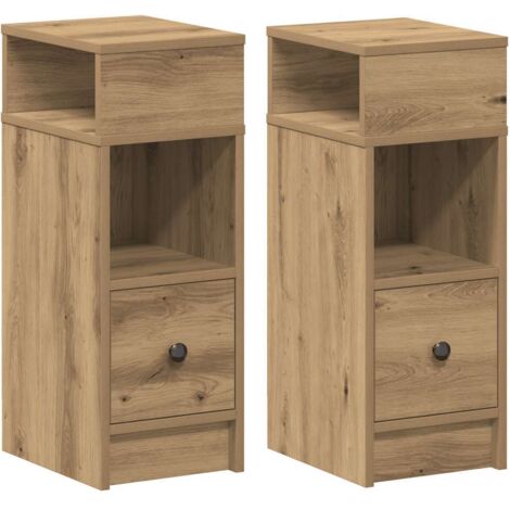 Nachttische 2 Stk. mit Schublade Artisan-Eiche 25x31x66 cm vidaXL