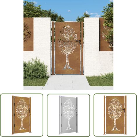vidaXL Garden Gate 100x175 cm Corten Steel Tree Design
