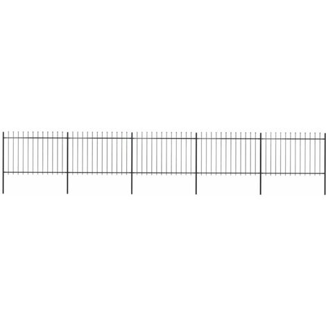 vidaXL Gartenzaun mit Speerspitzen Stahl 8,5 x 1,2 m Schwarz