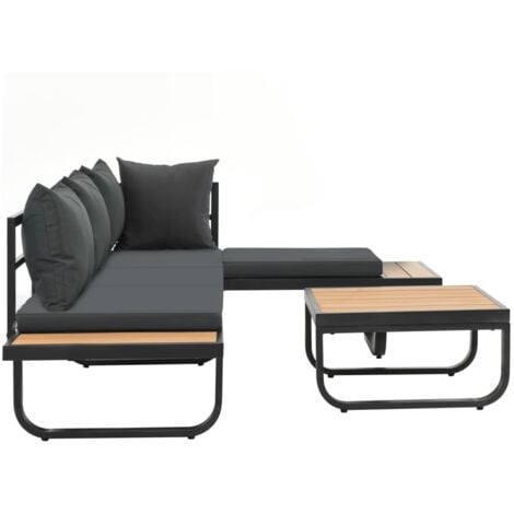 vidaXL 2-tlg. Garten-Ecksofa-Set mit Auflagen Aluminium WPC