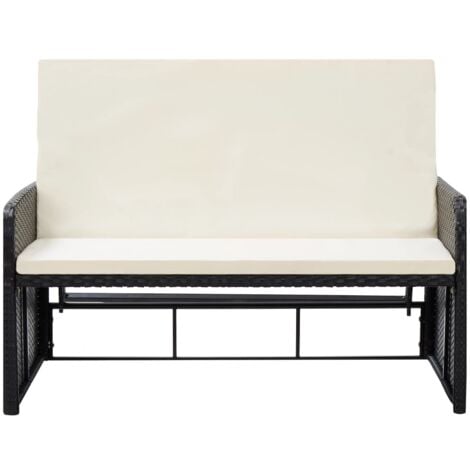vidaXL 2-tlg. Garten-Lounge-Set mit Auflagen Poly Rattan Schwarz
