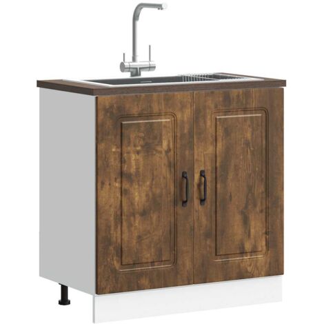 vidaXL Spülenunterschrank Kalmar Räuchereiche 80x46x81,5 cm