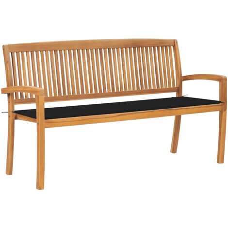 Stapelbare Gartenbank mit Auflage 159 cm Massivholz Teak vidaXL (1/5)