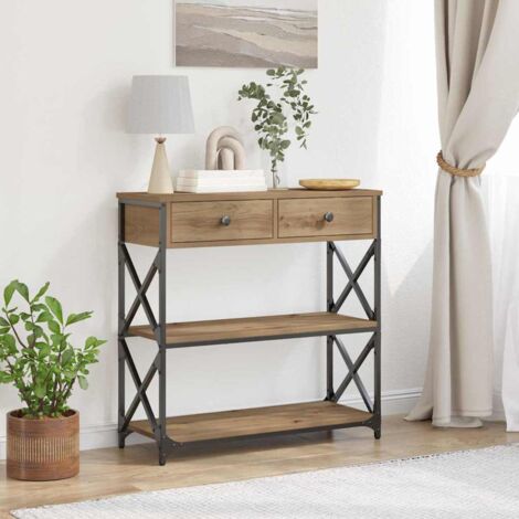 vidaXL Konsole Tisch Artisan Eiche 75x28x75 cm Ingenieure Holz und Stahl