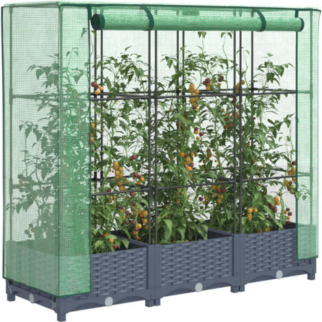 vidaXL Hochbeet mit Gewächshaus-Aufsatz Rattan-Optik 120x40x123 cm