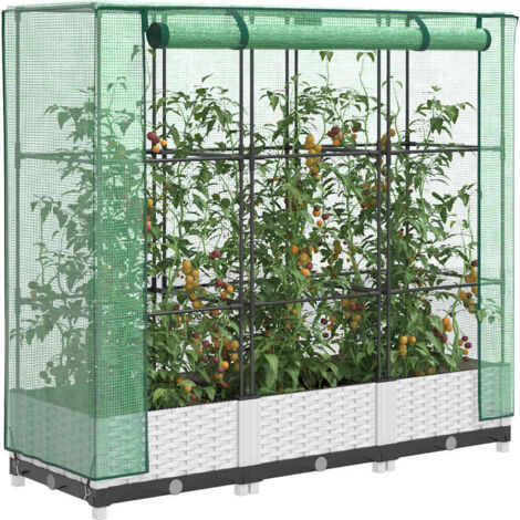 Hochbeet mit Gewächshaus-Aufsatz Rattan-Optik 120x40x123 cm vidaXL