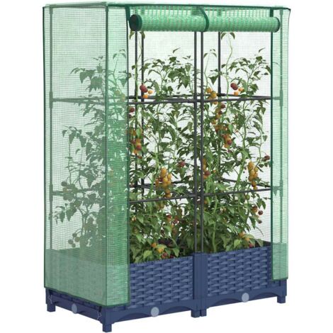 Hochbeet mit Gewächshaus-Aufsatz Rattan-Optik 80x40x123 cm vidaXL