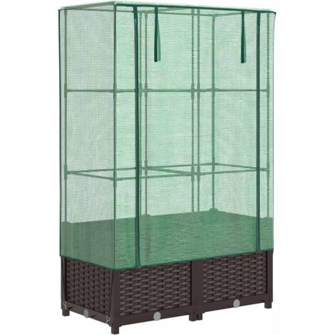 Hochbeet mit Gewächshaus-Aufsatz Rattan-Optik 80x40x138 cm vidaXL