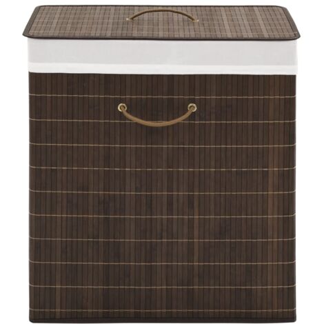 vidaXL Bamboo Laundry Bin Rectangular Dark Brown