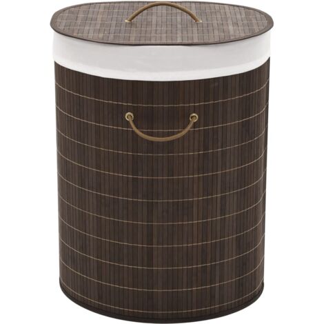 vidaXL Bamboo Laundry Bin Oval Dark Brown