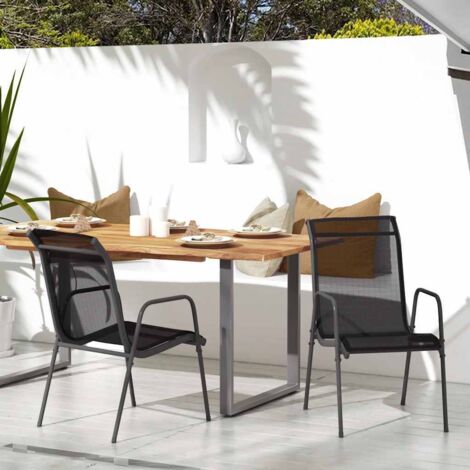 Gartenstühle 2 Stk. Stahl und Textilene Schwarz vidaXL