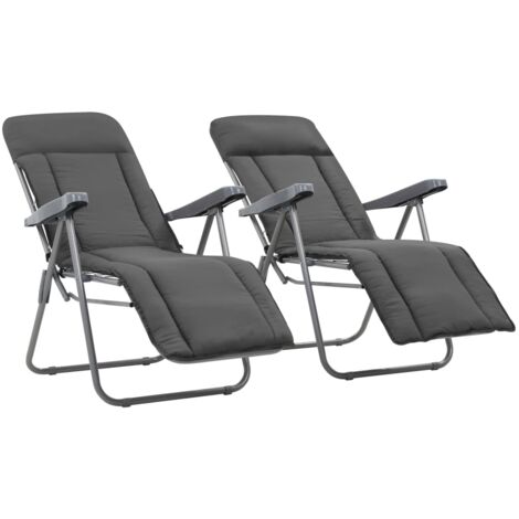 vidaXL Folding Chairs with Cushions 2 pcs Grey