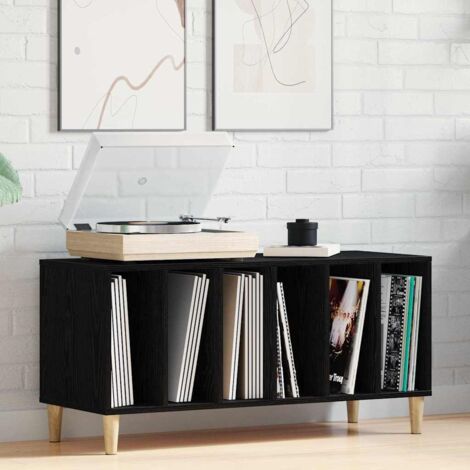 vidaXL  Record Cabinet  Black Oak 100 x 38 x 48 cm Engineered Wood