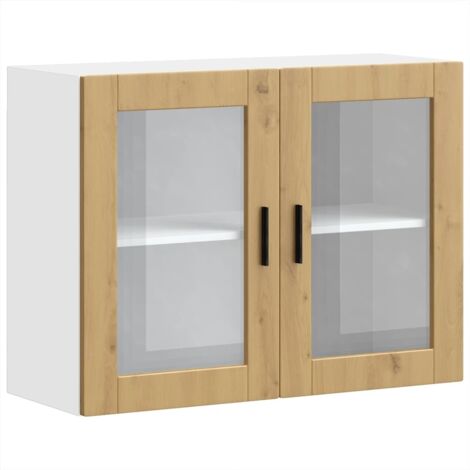 vidaXL Küchen-Hängeschrank mit Glastür Porto Artisan-Eiche