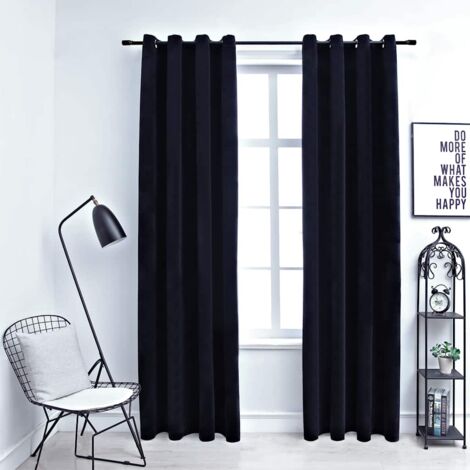 Verdunkelungsvorhänge mit Ösen 2 Stk. Samt Schwarz 140x175 cm vidaXL