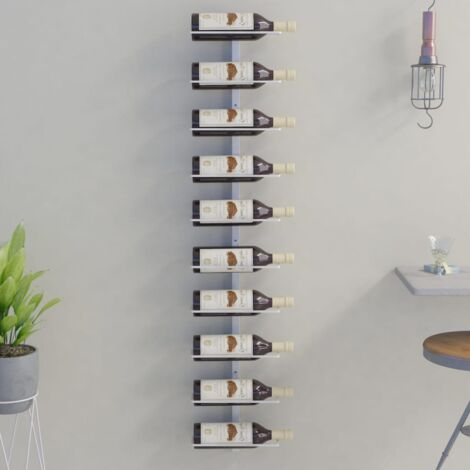 vidaXL Wandweinregal für 10 Flaschen Weiß Metall