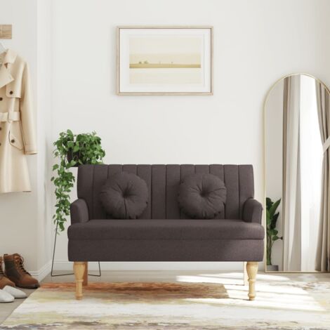 vidaXL Sitzbank mit Kissen Dunkelbraun 113x64,5x75,5 cm Stoff