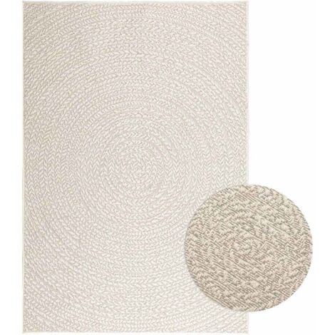vidaXL Teppich ZIZUR Creme 120x170 cm Jute-Optik Indoor und Outdoor