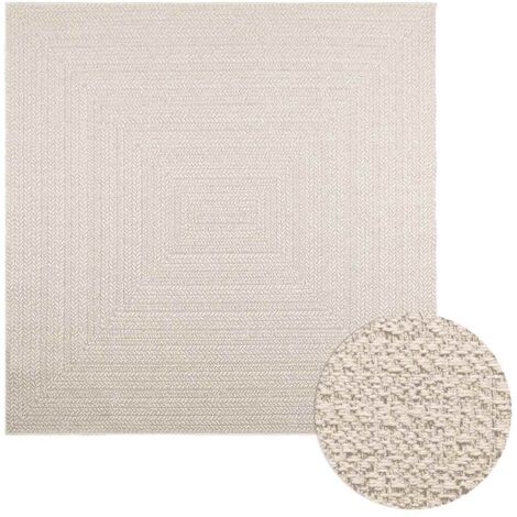 vidaXL Teppich ZIZUR Creme 200x200 cm Jute-Optik Indoor und Outdoor