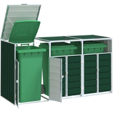 vidaXL Mülltonnenbox für 3 Tonnen Grün 216x81x115 cm Stahl