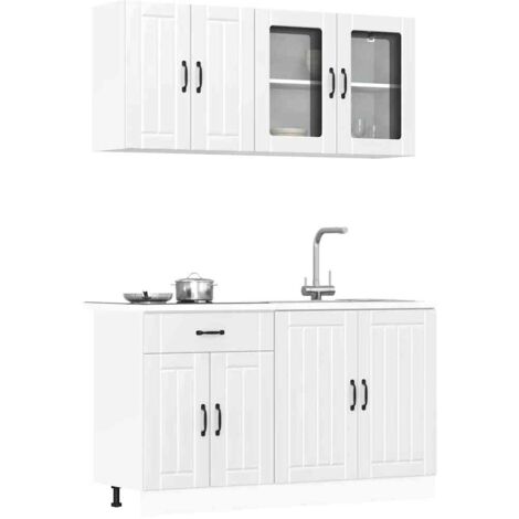 vidaXL 4 Piece Kitchen Cabinet Set "Lucca" High Gloss White Engineered Wood