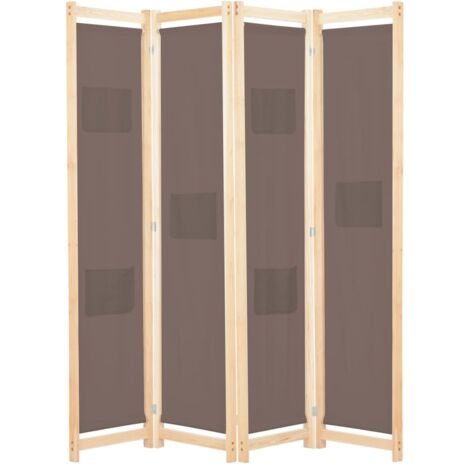 vidaXL Stellwand 4 Paneele Braun 160x170x4 cm Stoff