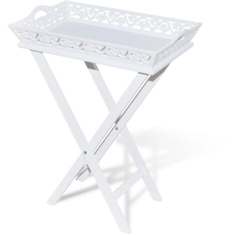 vidaXL Serviertisch/Beistelltisch mit Tablett Weiß