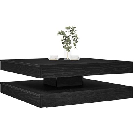 vidaXL Couchtisch 360-Grad Drehbar Schwarz Eichen-Optik 90x90x34,5 cm
