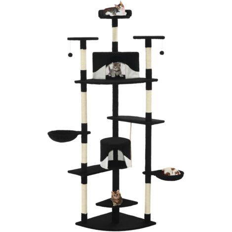 vidaXL Cat Tree with Sisal Scratching Posts 203 cm Black and White