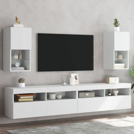 vidaXL 2 Piece TV Cabinet Set with LED Lights White 30,5x30x60 cm