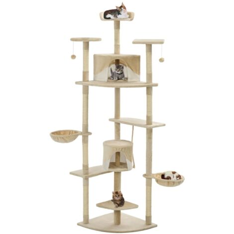 vidaXL Katzen-Kratzbaum Sisal 203 cm Beige und Weiß