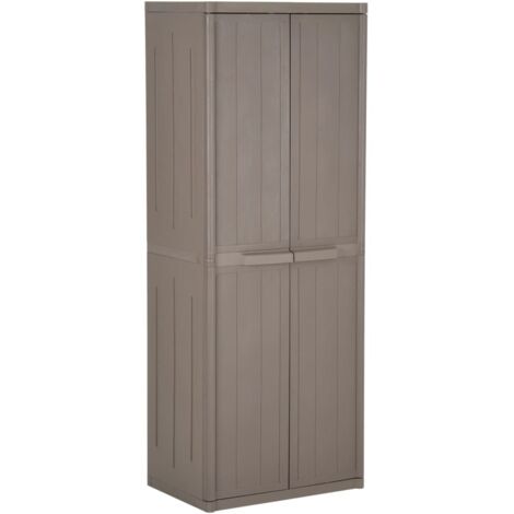 vidaXL Garden Storage Cabinet Brown 65x45x172 cm PP Wood Look
