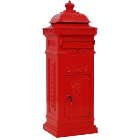 vidaXL Säulenbriefkasten Aluminium Vintage-Stil Rostfrei Rot