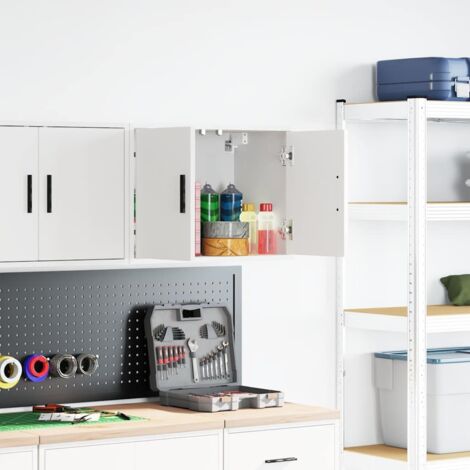 vidaXL Garage Wall Cabinet White Engineered Wood (1/5)