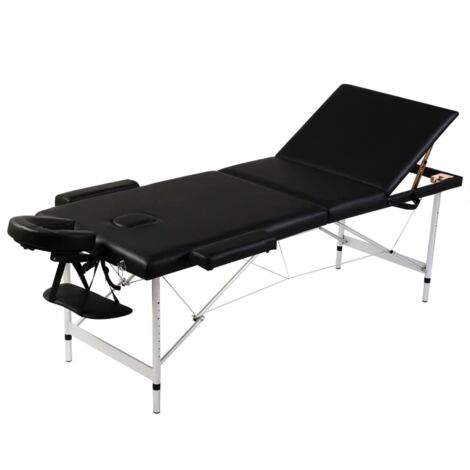 Black Foldable Massage Table 3 Zones with Aluminium Frame