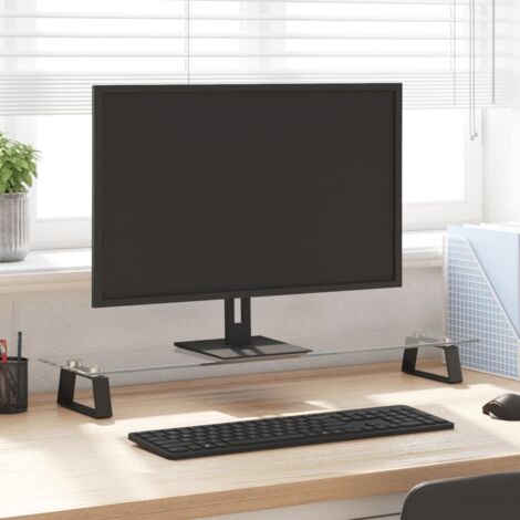 vidaXL Monitor Stand Black 80x20x8 cm Tempered Glass and Metal (1/5)