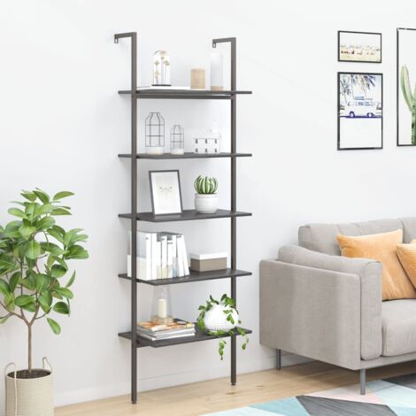 vidaXL 5-Tier Leaning Shelf Black 64x35x185 cm (1/5)