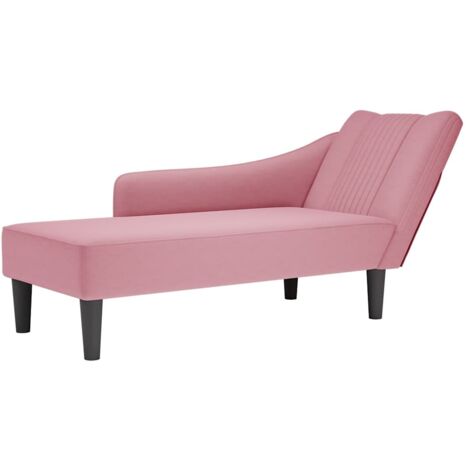 vidaXL Chaise Lounge with Right Armrest Pink Velvet (1/5)