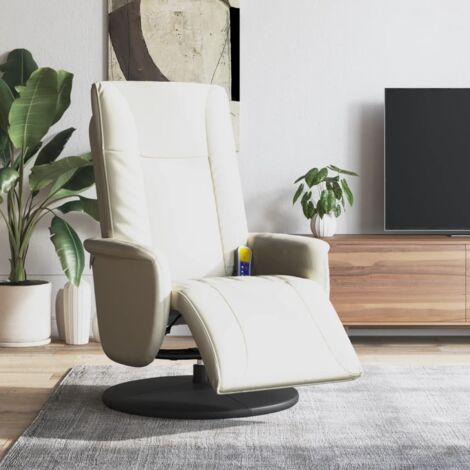 Massagesessel mit Fußteil Creme Kunstleder vidaXL88995