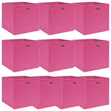 vidaXL Storage Boxes 10 pcs Pink 32x32x32 cm Fabric