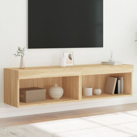 vidaXL 2 Piece TV Cabinet Set with LED Lights Sonoma Oak 60x30x30 cm