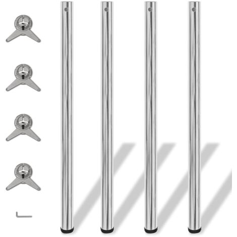 4 Height Adjustable Table Legs Chrome 1100 mm