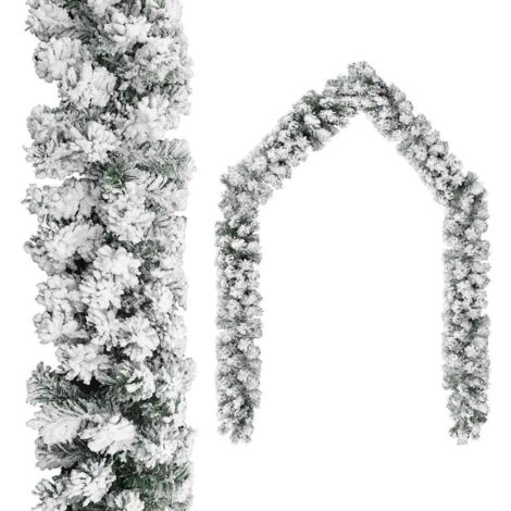 vidaXL Christmas Garland with Flocked Snow Green 10 m PVC