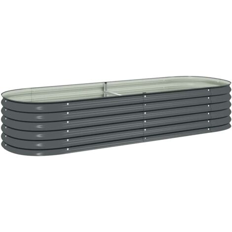 vidaXL Garden Raised Bed 240x80x44 cm Galvanised Steel Grey