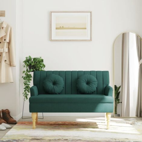 Sitzbank mit Kissen Dunkelgrün 113x64,5x75,5 cm Stoff vidaXL57135
