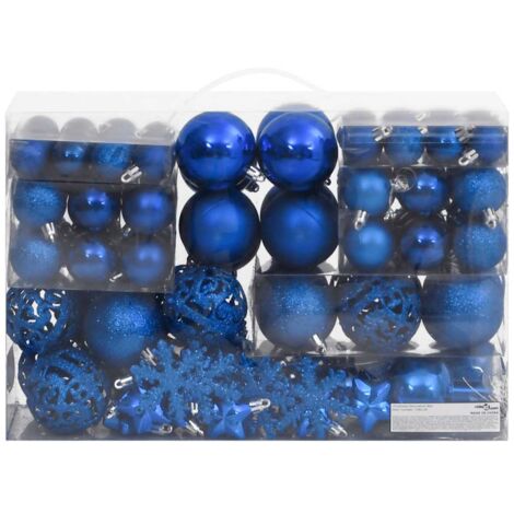vidaXL 111 Piece Christmas Bauble Set Blue Polystyrene